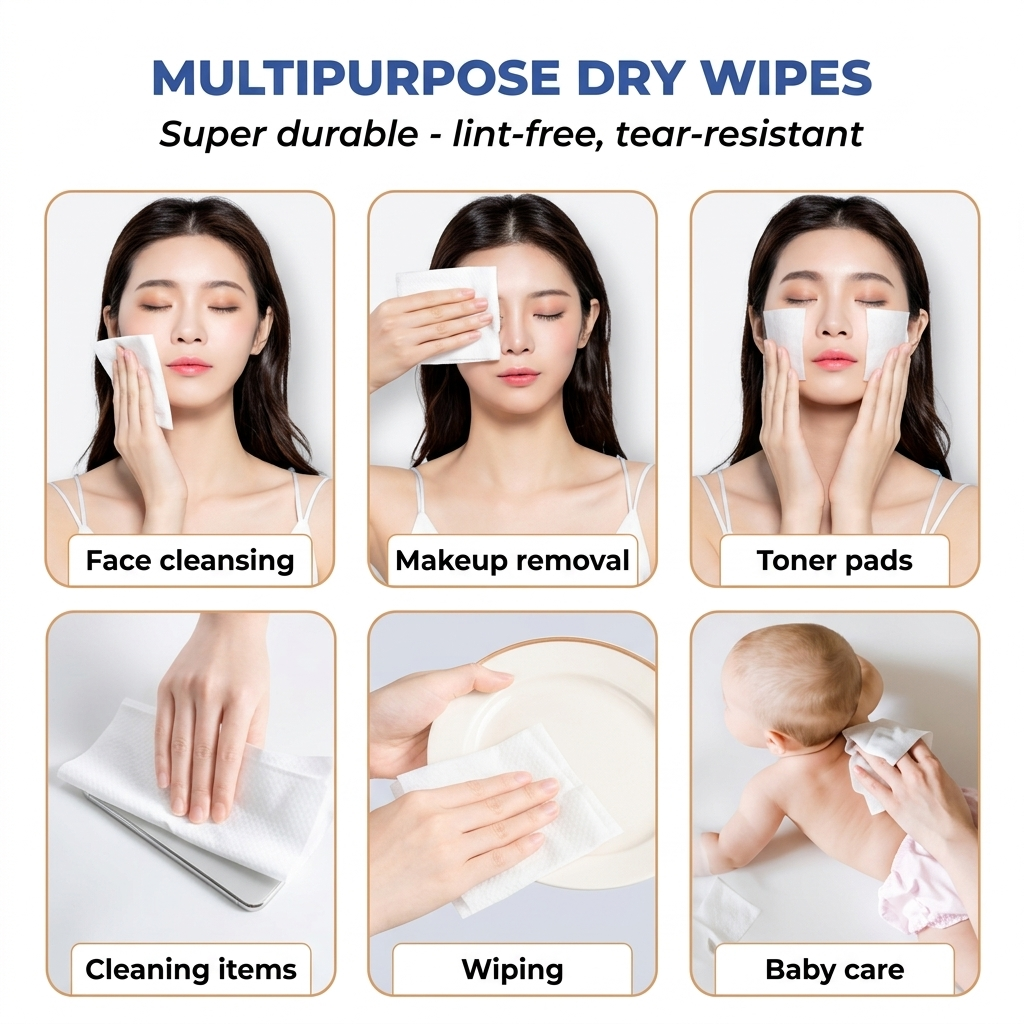 Disposable Non-Woven Facial Wipes (200 Packs) – Soft & Ultra-Durable